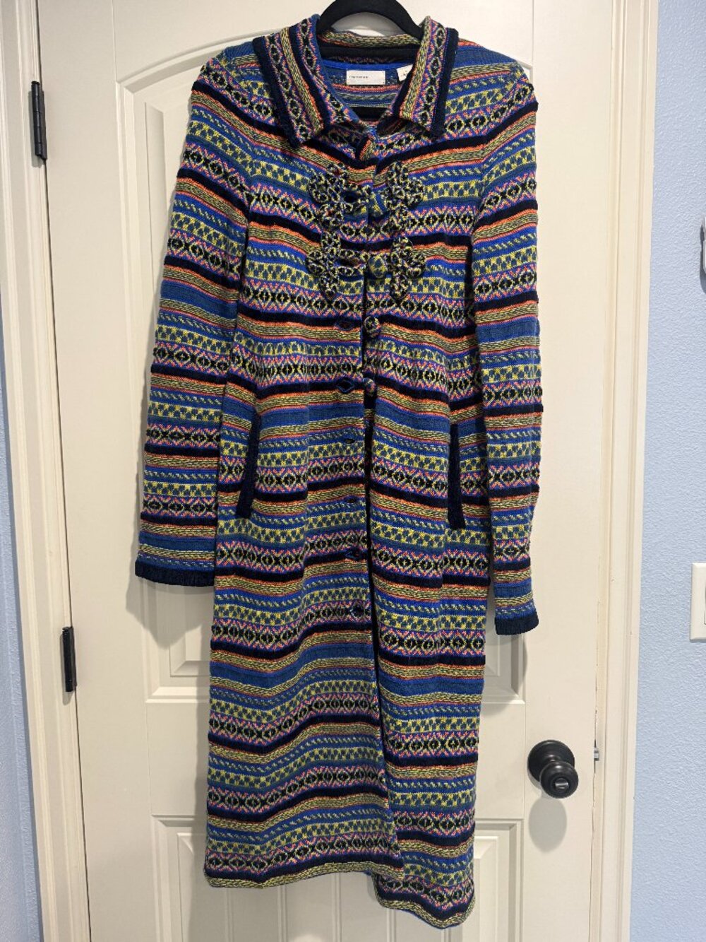 Sleeping on Snow Anthropologie Fair Isle Knit Sweater Coat Cardigan Sz S/P